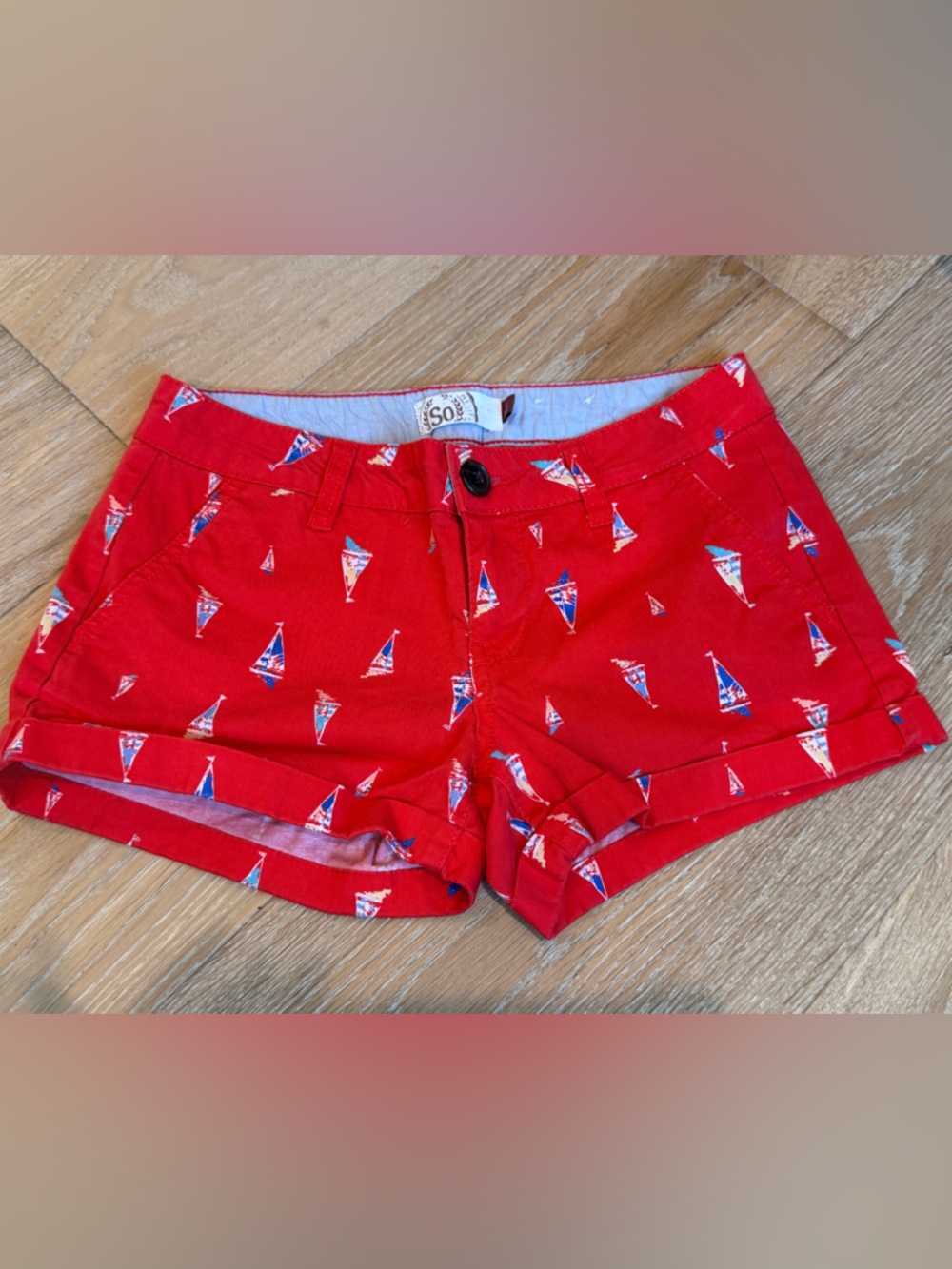 SO Red Girls' Sailboat Print Shorts
